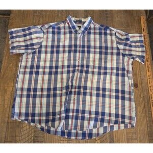 Royal Knight Mens Short Sleeve Button Down Shirt Size 3XL Plaid